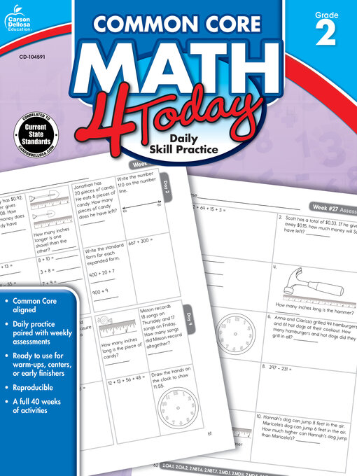 Title details for Common Core Math 4 Today, Grade 2: Daily Skill Practice by Erin McCarthy - Available